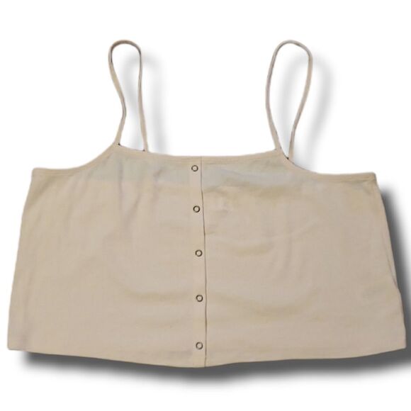 Bp Womens Button Up Ribbed Crop Top Camisole Light Peach Size 2X NWOT - Picture 1 of 5